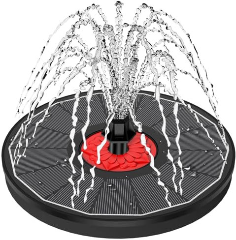 SZMP 2025 Nuevo Fuente Solar Jardin Exterior, 3.5W Bomba de Agua Solar Vidrio Panel con 8 Boquillas y 4 Fijadores, para Estanque de Jardín Fuente, Baño para Pájaros, Piscina Patio y Decoración