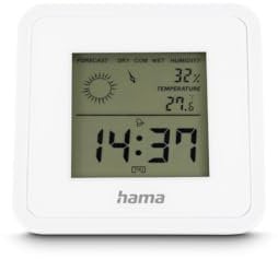 Hama |Termometro/igrometro digitale per interni (Borneo, Misura temperatura, umidità ambiente, ora, ripetizione allarme, clima interno) Bianco