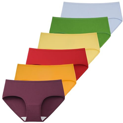 INNERSY Damen Unterhose Baumwolle Unterwäsche Frauen Bunte Schlüpfer Weiche Panties Mehrpack 6 (L/42 EU, Neon Mehrfarbig)
