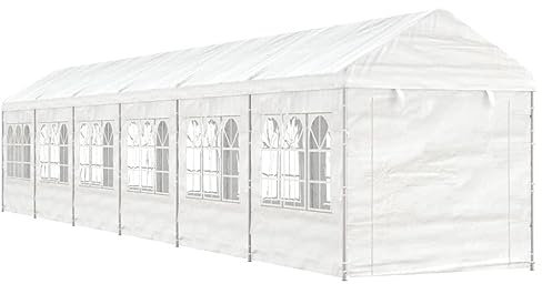 ShGaxin Pavillon mit Dach Weiß 13,38x2,28x2,69 m Polyethylen, Gartenpavillon, Faltpavillon, Pergola, Partyzelt, Standmarkise, Sonnenzelt, Garten Pavillion, Grillpavillon3155482
