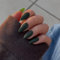 SXVME Dark Green False Nails Medium, Acrylic Press on Nails Almond Solid Color Full Cover Fake Nails Medium Stiletto Stick on Nails for Women DIY Nail Art 24 Pcs