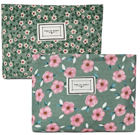Aucuu Beauty Case da Viaggio, 2 PCS Borsa da Toilette da Viaggio, Borsa per Cosmetici, Pochette Donna Trucchi, Borse Trucco Floreale, Borse Cosmetica in Velluto a Coste, per Donne Ragazze