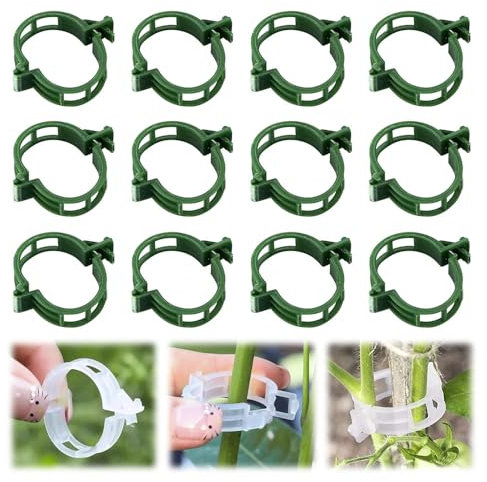 Plant Supports for Outdoor Plants, 2025 New Plant Clips, Plant Clips for Climbing Plants, Twine Vine Trellis Cage, Vegetable Garden Plant Support Clips Grafting Tools (100, Green)