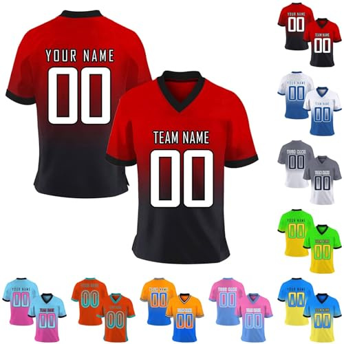 Maillot Football Americain Personnalisé, Maillot Foot Personnalisé Adulte avec Nom Et Numéro De L'équipe, Vêtements De Football Américain Homme Et Femme T Shirt Sport Personnalisable Séchage Rapide
