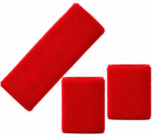 Neon Schweißbänder Set - 80er Jahre Retro Stirnband & Armbänder | Sport Schweißband für Männer & Frauen | Gym, Workout, Laufen, Tennis, Radfahren, Basketball, Yoga & Kostümzubehör