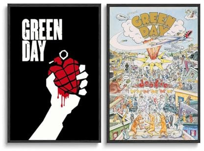Generisch 2 PCS Green Poster Day Rock Band Music Album Vintage Cover Für Zimmer, Ästhetische Leinwand-Wandkunst, Schlafzimmer-Dekor 16x24inch(40x60cm)