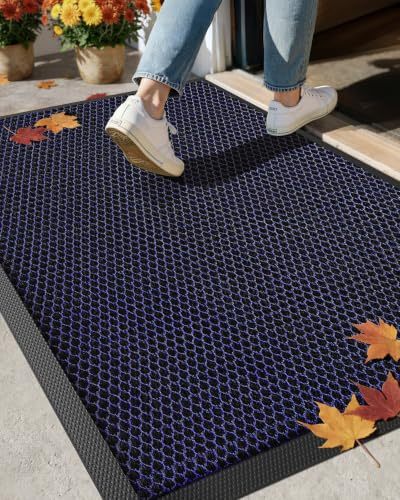 COLOR&GEOMETRY Fußmatte außen 60x90 cm, Blau, Schmutzfangmatte | extrem rutschfeste langlebig Fußabtreter außenbereich, robust Fussmatte Aussen wasserdichte Türmatte für die Haustür