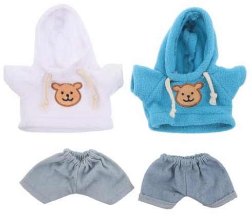 TOYANDONA 4stücke Bärenkleidung Für Stofftiere Bärenpullover Und Hose Plüschtiere DIY-Kleidungsset Zum Selbermachen Bärenoutfitzubehör Aus Baumwolle Für Puppenkleidung