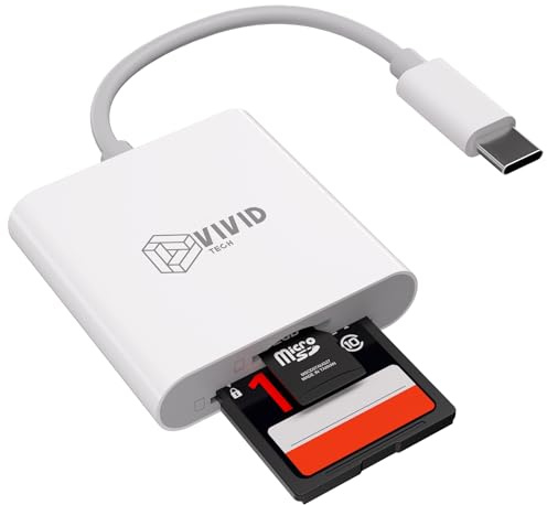 SD Card Reader, SD Card Reader for iPhone 17/16/15 Pro Max/iPad/MacBook, USB C SD Cards Reader for Camera Viewer, Support SD, Micro SD & TF Card, Plug and Play, No App Driver Required