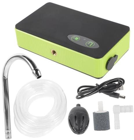 TOYANDONA Pompe à Oxygène Portable pour Pompe Aération et Aspiration Eau Batterie Rechargeable LED Appâts Vert Foncé