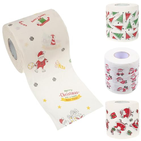 BUTIFULSIC 4 Rollen Weihnachtliches Toilettenpapier mit Bunten Xmas-motiven Weiches Reißfestes Tissue für Bad und Tisch Hautfreundlich Vielseitig als Serviette und Dekoration Geeignet
