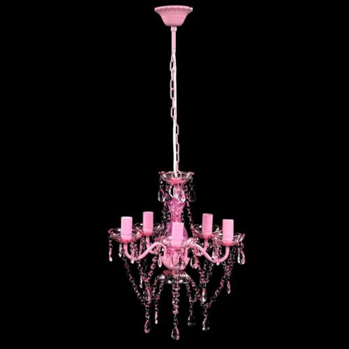 Generico Lampadario in Cristallo 5 Lampadine Rosa,Casa e Giardino,Illuminazione,Impianti di Illuminazione,Lampadari-240310