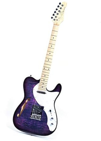 Professionelle E-Gitarre E-Gitarre In Voller Größe Halbakustisch Korpus Mit Einem F-Loch Lila Bedruckt