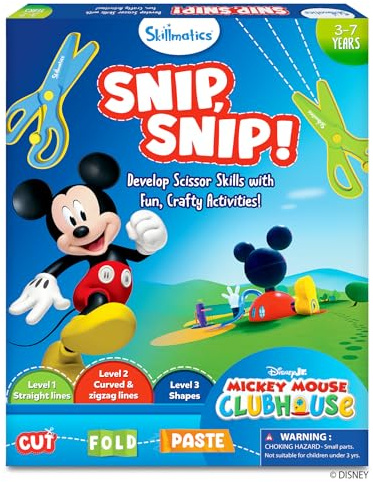 Skillmatics Scissor Skills Activity Book - Snip Snip Mickey Mouse Clubhouse | Preschool Cutting & Creative Activities, Felt Craft Kit, Fine Motor Skills Toys, Gifts for Boys & Girls Ages 3, 4, 5, 6, 7