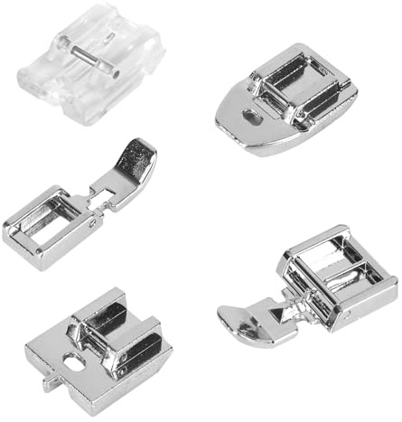 5pcs Kit Pied Presseur Fermeture Éclair, Pieds Fermeture Éclair Invisibles, Étroits & Cachés Universel Bas Châssis Snap-on pour Singer Janome Machine À Coudre Accessoires
