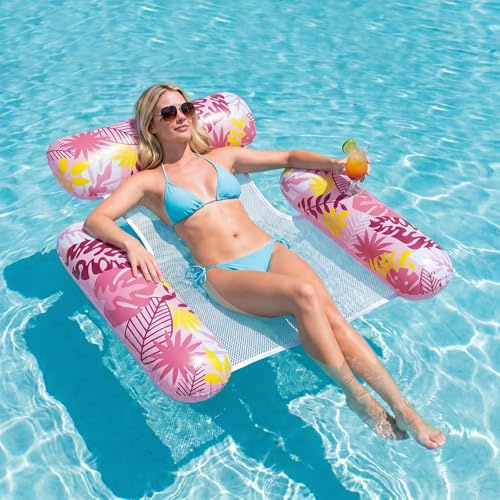 Wincany Luftmatratze Pool mit Kippsicherem 3-Röhren-Design, Wasserhängematte Erwachsene für Hohen Auftrieb, 4 in 1 Aufblasbare Schwimmliege Pool Zubehör Wasserspielzeug für Sommer Urlaub Strand