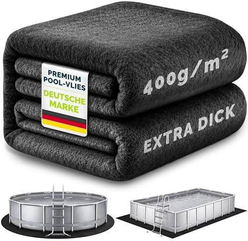 tillvex® Premium Pool Unterlage Rund 490 cm - 400g/m² | Bis Ø 460 cm Pools | Geotextil Bodenplane | Poolmatte zuschneidbar Bodenschutzvlies Schwimmbecken | Reißfeste Poolunterlage Bodenschutzmatte