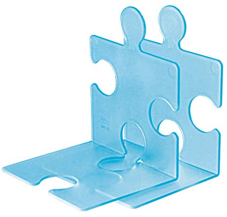 HAN CD-Ständer & Buchstütze Puzzle, standfester kombinierbarer Stehsammler in modernem Puzzle-Look, für CDs, Bücher & DVDs, 9212-64, transluzent-blau
