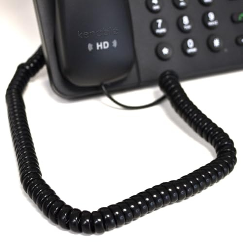 kenable Telephone Handset Coiled Cable RJ10 to RJ10 Plug 4P4C Replacement Lead Black 3m