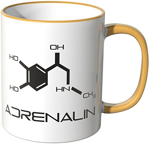 WANDKINGS® Tasse, Spruch Adrenalin - DUNKELGELB