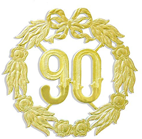 Jubiläumszahl 90, Ø 18 cm, gold, Jubiläumskranz