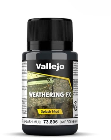 Vallejo - Weathering FX | Black Splash Mud 40 ml. (1.35 fl.oz.) | Permanent Pigments and Water Based Acrylic Resins | Ideal for Miniatures, Scale Models & Dioramas