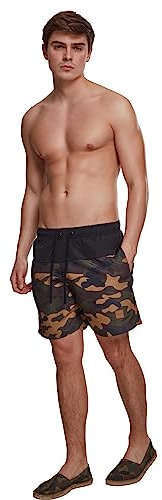 Urban Classics Block Swim Shorts, Pantaloncini da Bagno, Uomo, Blk/Woodcamo, 5XL