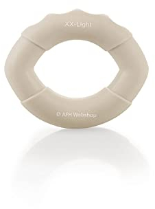 AFH Webshop Silikon Handtrainer und Fingertrainer | EasyFlex Premium Qualität | ergonomischer Fingertrainer Ring | Greifkraft Griffkraft Trainer (Länge: 8 cm, beige | extra-leicht)