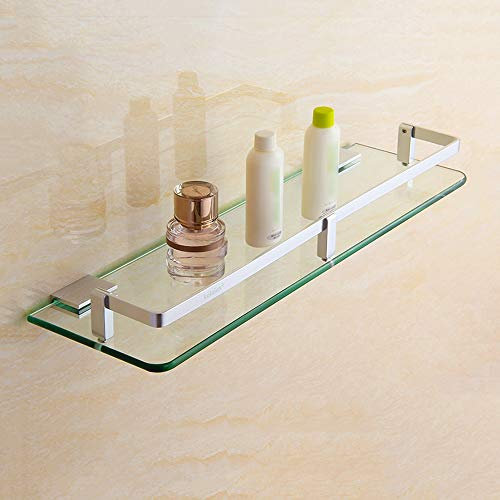 ZXQ Cadre en Verre Aluminium, Support de Rangement Mural à Une Couche pour Salle de Bain, Tablette Avant pour Miroir de Salle de Bain, Taille 7 Salle de Bains étagère en Verre (Taille : 60cm/23.6'')