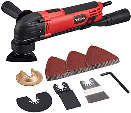 TEENO 300W Strumenti oscillanti, Utensile Multifunzione con set di accessori 11 pezzi,6 velocità regolabili, Per Raschiatura, Taglio, Lucidatura.