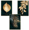 Martin Kench 3er Set Design-Poster Wandbilder, Wald Goldene Blätter Palmblatt, Ohne Rahmen, Wandbild Print Bilder Kunstposter Deko für Wohnzimmer (Stil A,30 x 40 cm)