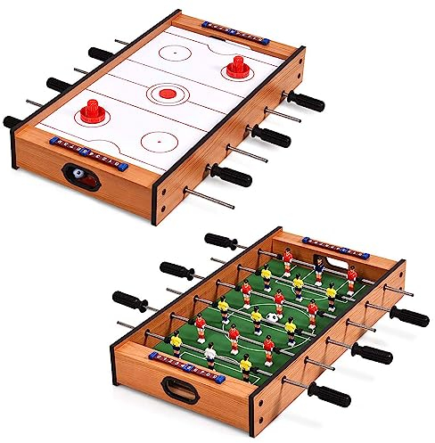 COSTWAY 2 in 1 Spieltisch, Multifunktionsspieltisch aus Holz, Multi-Spieltisch, Air Hockeytisch und Tischkicker, perfekt für Spielzimmer, Bars, Partys, für Erwachsene und Kinder
