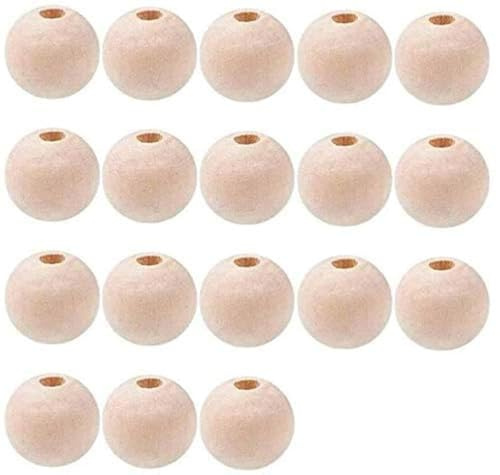 POFET 100 Stück Holzperlen 25mm Naturperlen Runde Holzperlen zum Basteln DIY handgemachte Dekorationen Schmuck Basteln