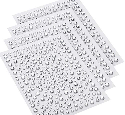 Anstore 4 Blatt Glitzersteine Selbstklebend Strasssteine Strass Aufkleber Glitzer für DIY Fingernagel Handy-Kleidung Dekorationen, Klar, 1300 Stück