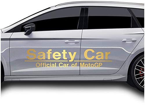 2x Safety Car Aufkleber Set 120x25cm Waschstraßenfest Selbstklebend für Auto Kfz Zubehör Tuning Dekor Sticker KX034 (Gold Metallic)