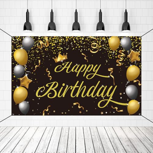 JOERRES Cartel decorativo para fiesta de cumpleaños, cartel de feliz cumpleaños, gigante para interior y exterior, decoración de fiesta de cumpleaños, atmósfera de fiesta, cuerda de 110 x 180 cm (A)
