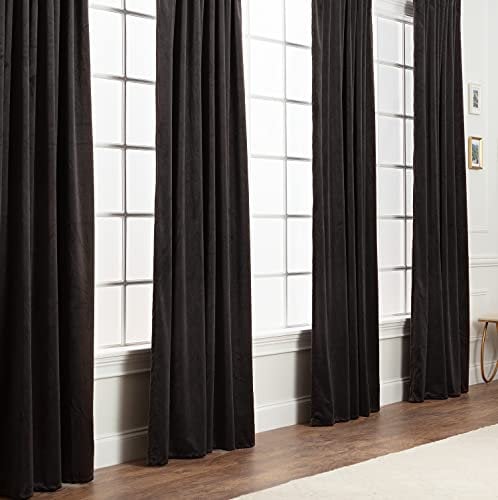 Chanasya Premium 2-Panel Blackout Velvet Curtains - Classy & Solid Drapes for Living Room or Bedroom - 52 x 63 - Charcoal