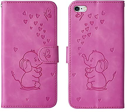 Bartern Flip Case for iPhone 6 Plus/iPhone 6s Plus,Cute Elephant PU Leather Folio Flip Wallet Phone Case Cover with Card Holder Magnetic Closure and Stand Feature for iPhone 6 Plus/6s Plus,Purple
