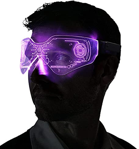 SAFEBAO Led Visor Glasses for Adult with 7 Colors and 4 Modes Rechargeable Light Up Glasses perfect for Festivals,Party,Gift,Dance,Show