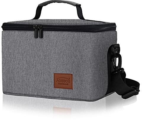 AOSBOS Grand Sac de Pique-nique 10L Sac Isotherme Repas Transport de Nourriture Déjeuner Lunch pour Homme et Femme, Gris