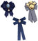 XHBTS Lot de 3 broches vintage pour femme - Broche nœud papillon - Perle - Bijoux pour mariage, fête, anniversaire, bijoux - Bleu à rayures, Autre
