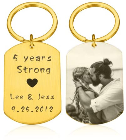 Llaveros Personalizados con Nombre o Foto,Llavero Personalizado con Placa de identificación, Grabado Personalizado con Texto y Foto, para Perros, niños o niñas (Oro)