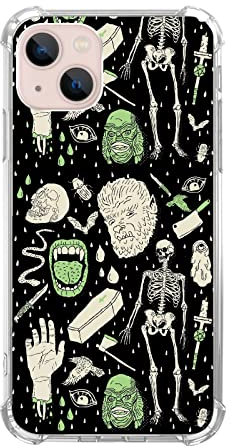 Mabluworqe Witchy Skull Art Hülle Kompatibel mit iPhone 13, Aesthetic Dark and Green Witchcraft Skeleton Bones Case for iPhone 13 for Teens Männer and Women, Trendy Cool TPU Bumper Phone Case Cover