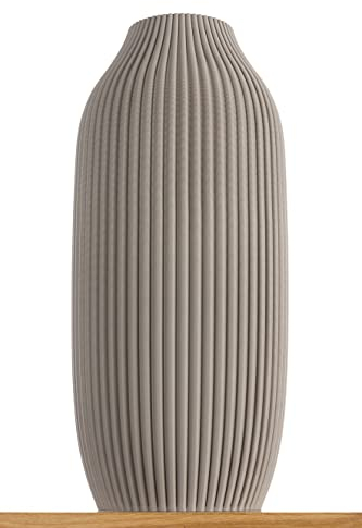 3D Vase Dekovase Stella XL 38cm Bodenvase Vase Pampasgras Trockenblumen Hellgrau