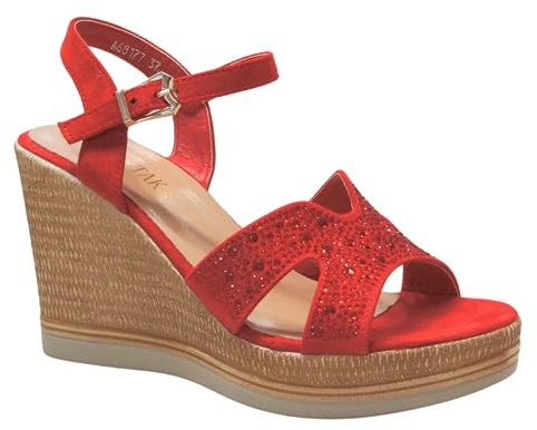 IVACHY Women's Summer Wedge sandals Diamond Sparkling Glitter Shoes Wedding Dressing Fashion shoes Espadrilles woven Platform Shoes