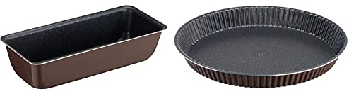 Tefal Perfectbake Moule A Cake 26cm Aluminium 100% Recyclé J5547202, fabriqué en France & Moule à tarte 24 cm, Cuisson jusqu'à 250°C, Aluminium 100 Pour cent recyclé, Perfectbake, Brun tabac J5548202