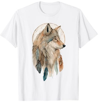 Wolf Tribal Aquarell Wolf Traumfänger T-Shirt
