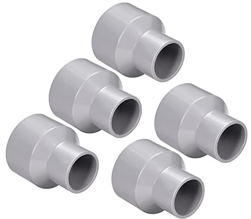 QUARKZMAN 50mm x 32mm PVC Reduzierung Kopplung x 5 Stk. DWV Kupplungsverbinder für Rohrverschraubungen für Gebäude Bewässerungsinstallation Grau
