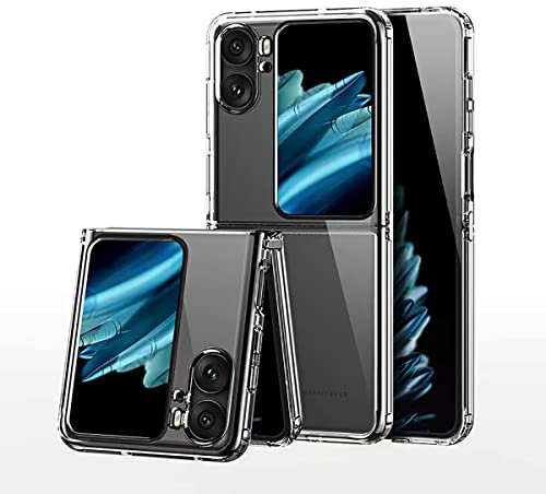 Jewloofa Coque Compatible avec Oppo Find N2 Flip, Anti-Rayures, Anti-Dérapante,Transparente Ultra Fine Mince Souple Légère PC/TPU Silicone Etui pour Oppo Find N2 Flip - Transparent