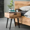 RINGO-Living Massivholz Nachttisch La mit Schublade, Stauraum Nachttisch Industrial Style, Wohnzimmertisch 56 cm hoch, Nachtschrank Industrial, Nachttisch Industrie, Nachttisch Holz, Nachttisch braun